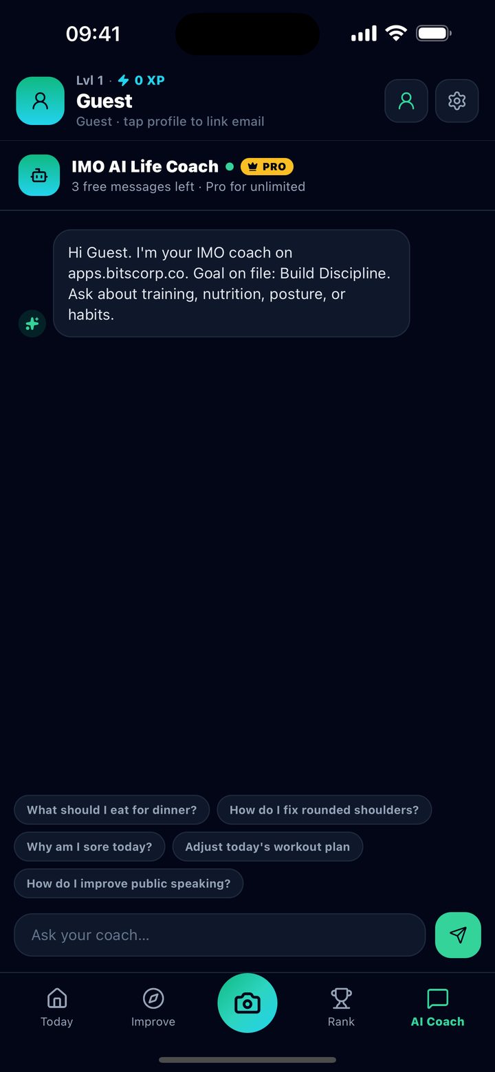 AI coach chat with suggested questions